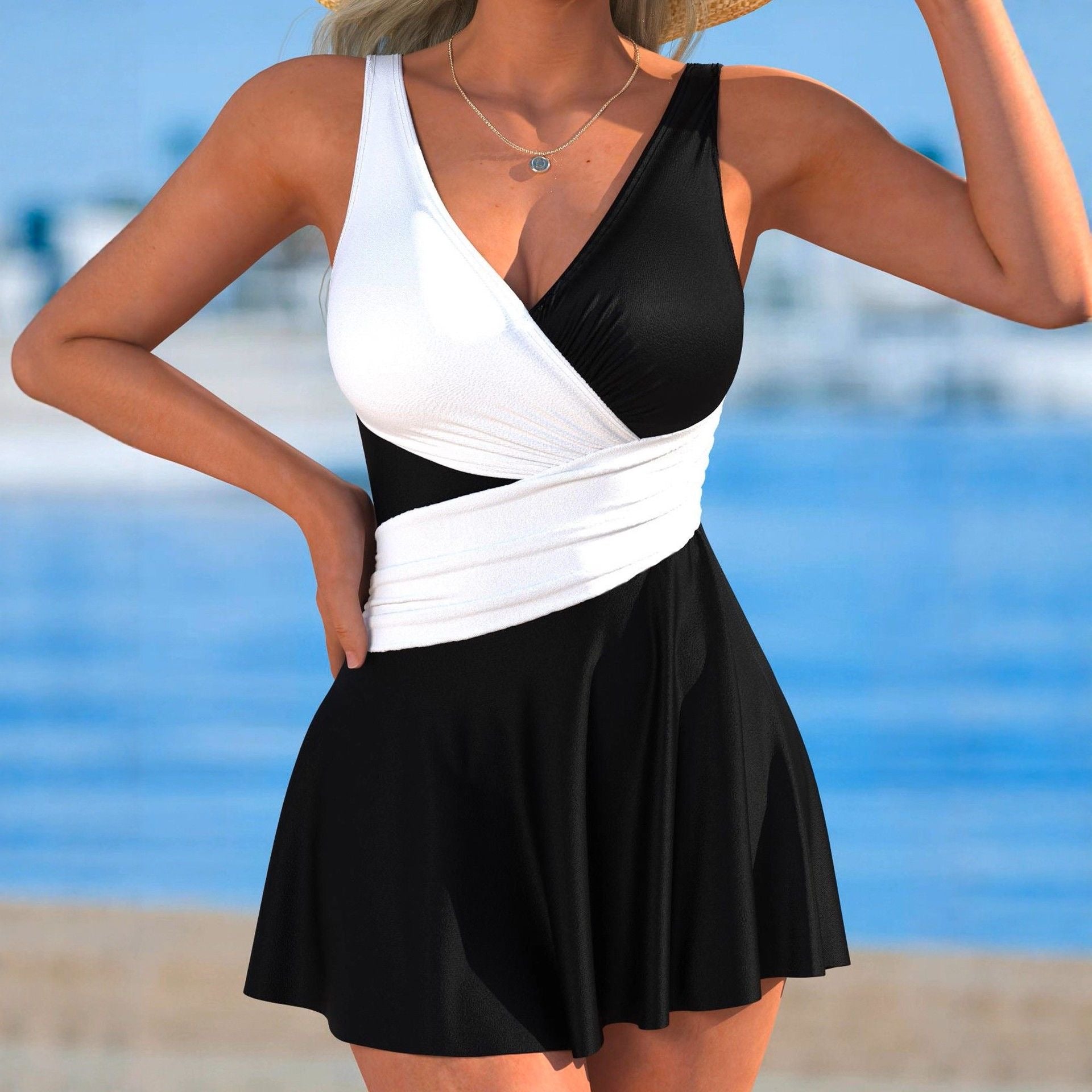 Traje de baño sexy de una pieza sin mangas