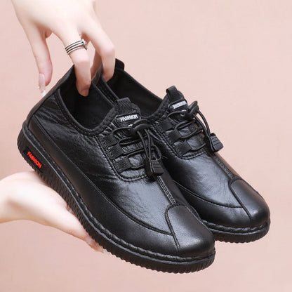 Zapatos casuales de cuero femenino (envueltos en la punta del zapato)