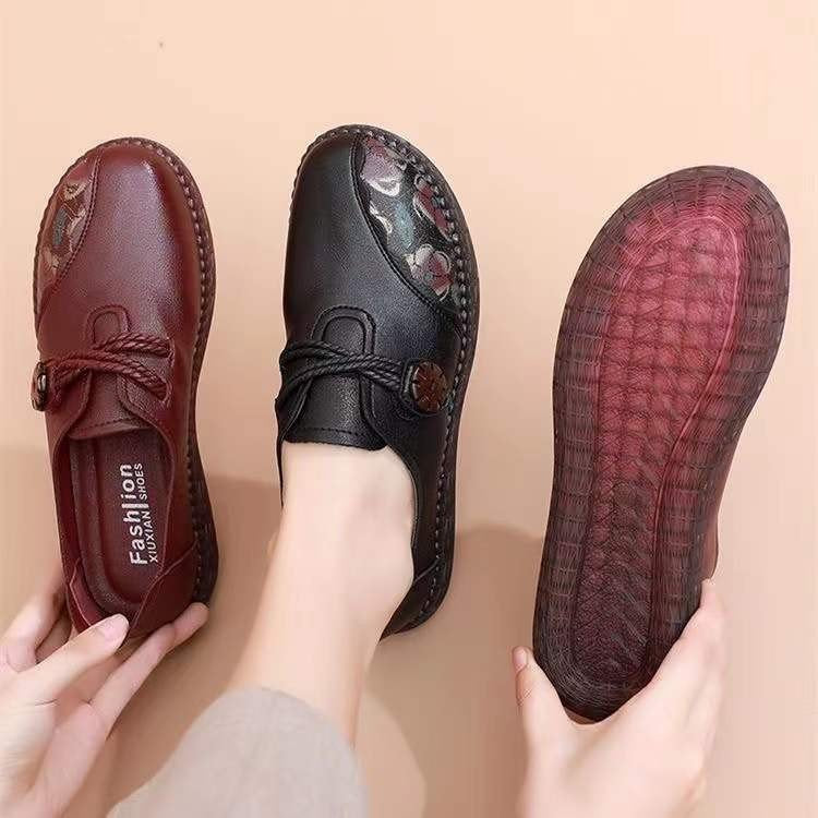 2025 Zapatos de piel de vacuno con suela blanda