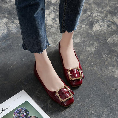 Zapatos casuales de punta cuadrada y corte bajo, súper versátiles