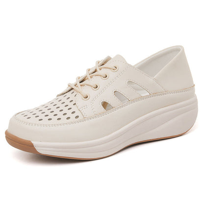 Zapatos de tacón de cuña con perforaciones transpirables para mujer