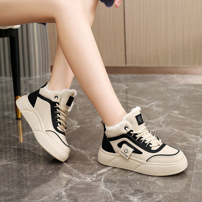 Zapatos casuales de terciopelo de suela gruesa de invierno