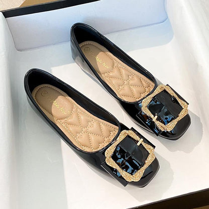 Zapatos casuales de punta cuadrada y corte bajo, súper versátiles