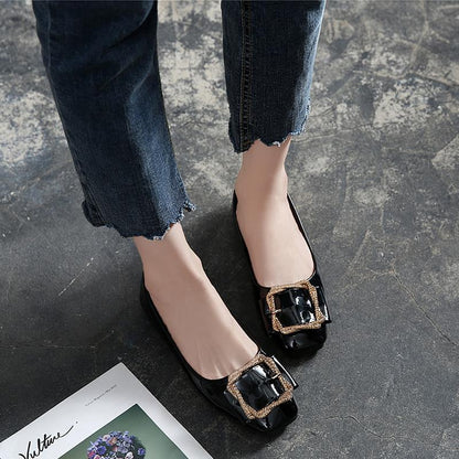 Zapatos casuales de punta cuadrada y corte bajo, súper versátiles