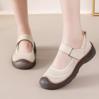 Zapatos de piel genuina cosidos a mano para mujer