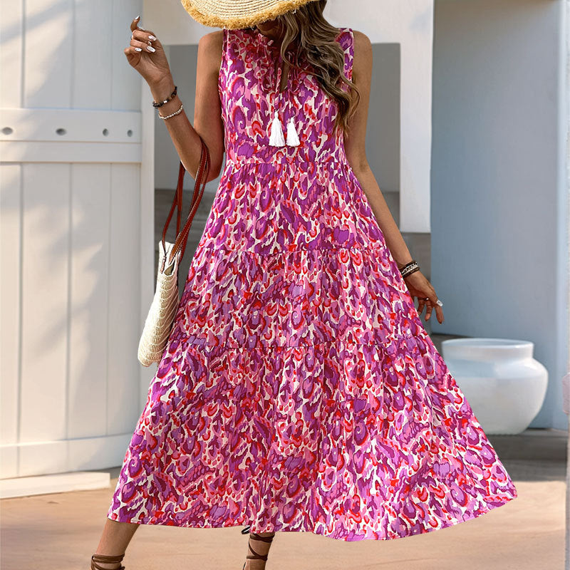 Vestido largo sin mangas estampado
