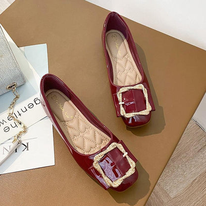 Zapatos casuales de punta cuadrada y corte bajo, súper versátiles
