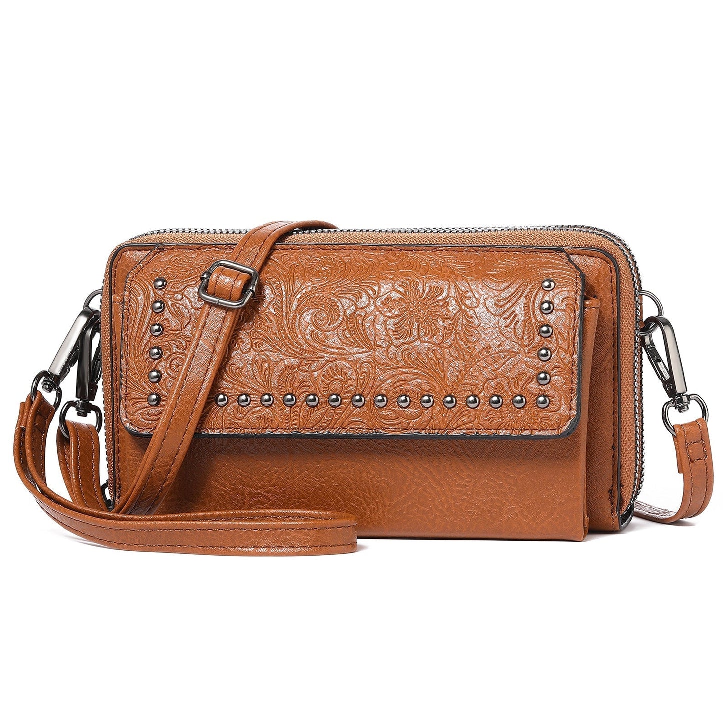 Bolso bandolera con estampado artesanal