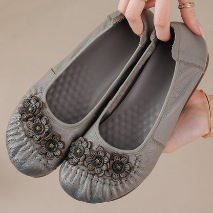 Zapatos étnicos – punta redonda, corte bajo, suela plana