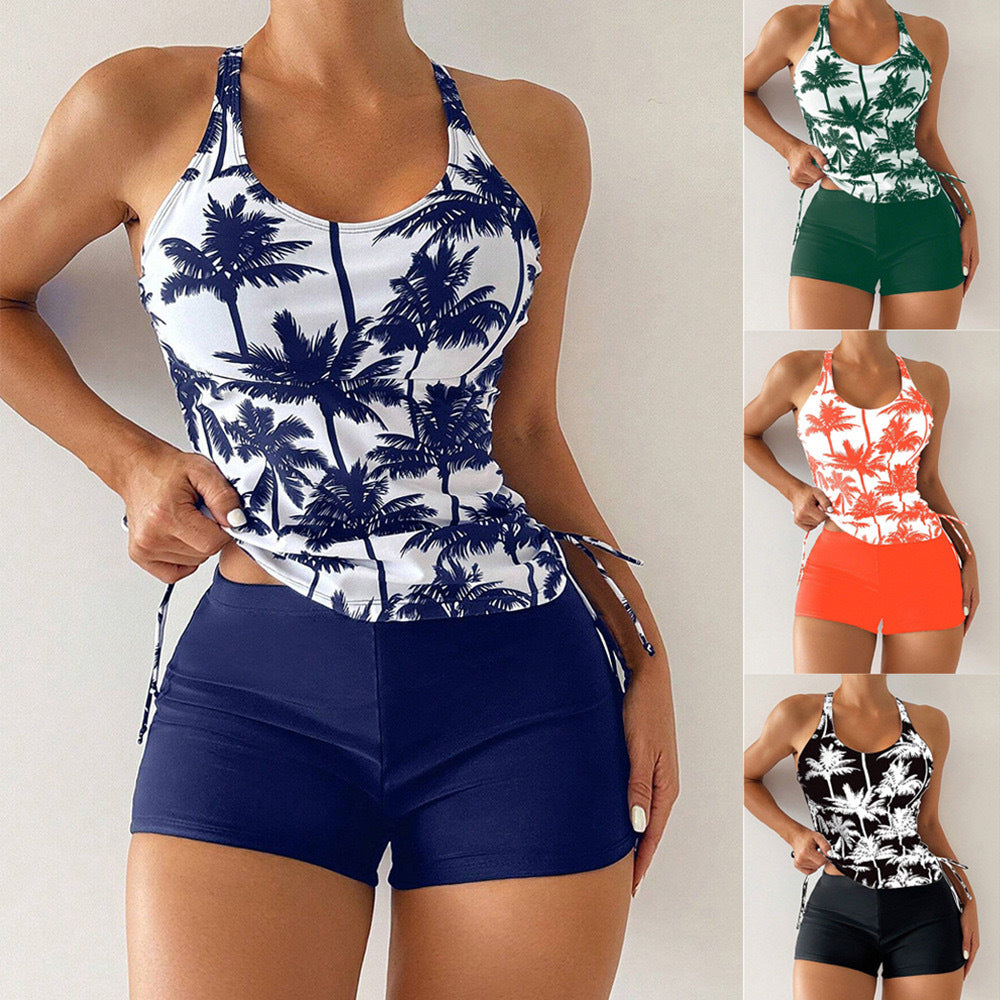 Traje de baño estampado de frente plano