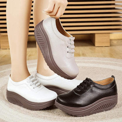 Zapatos de piel con altura extra tipo slip-on